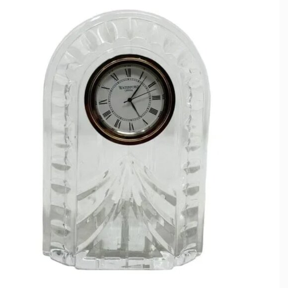 WATERFORD Hollywood Regency Overture Crystal Table Clock Vintage 90's - Picture 1 of 3